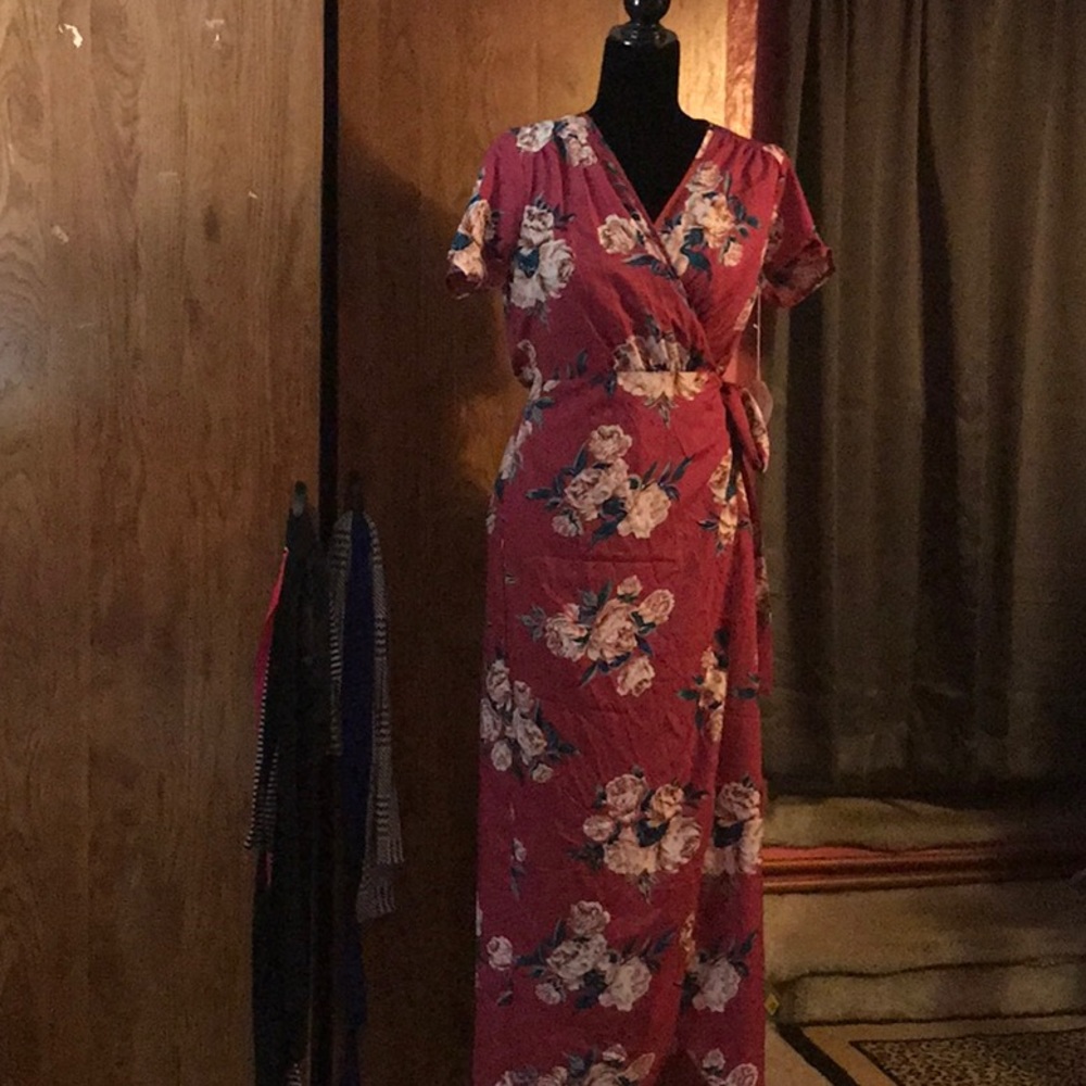 Flower pattern kimono dress